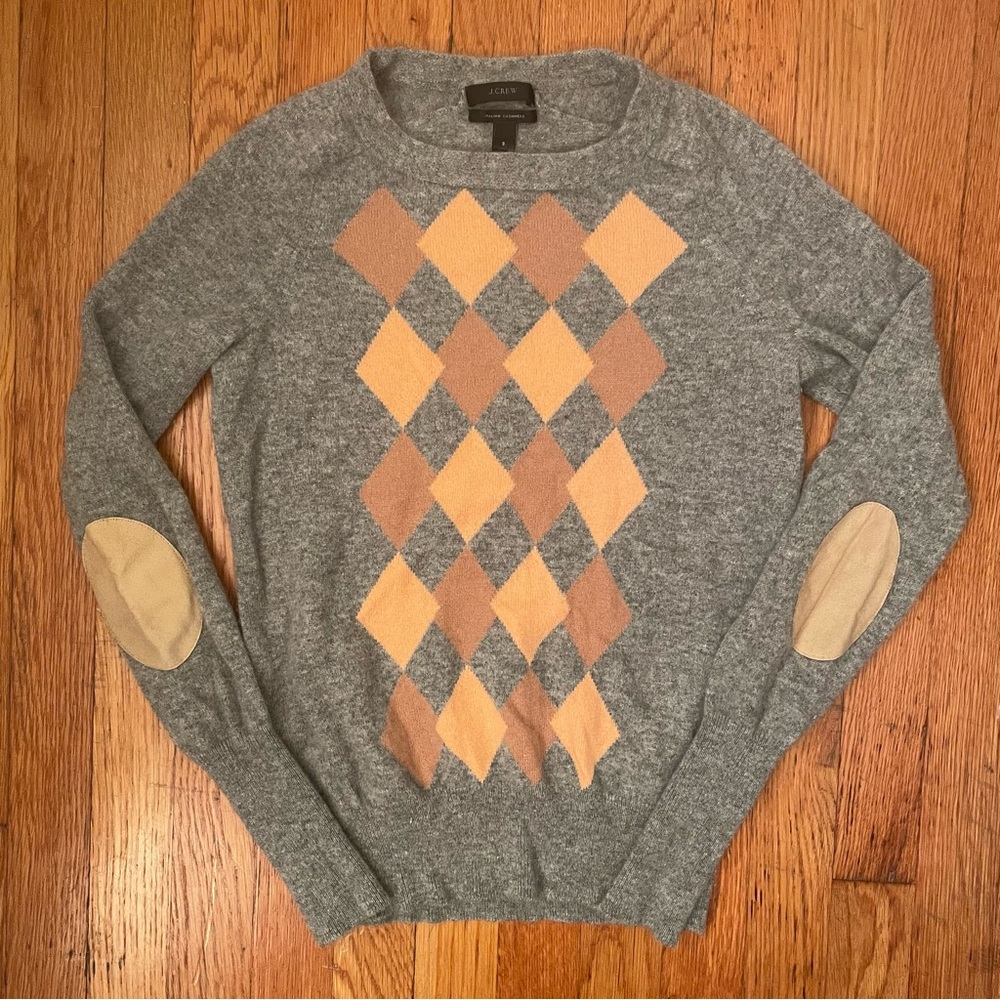J.Crew Italian Cashmere Argyle Sweater Size S